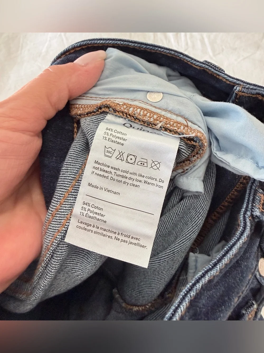 Quince | Women 30 | Luna Stretch Slim Straight Jean Midnight Blue | Inseam 28.5”